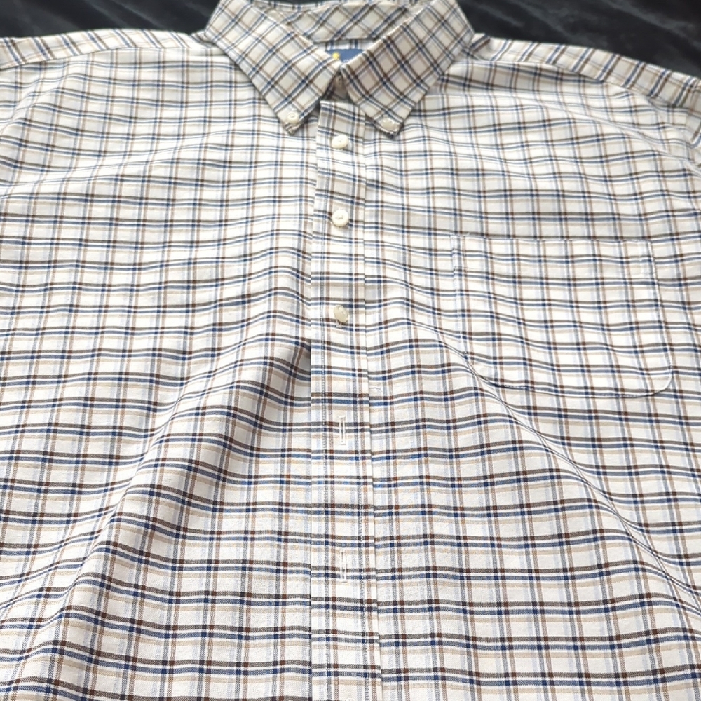 Stafford Men's Plaid Shirt - Cream and Brown